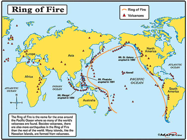 <em>Fig 2.35 Volcanic zones in the world</em>