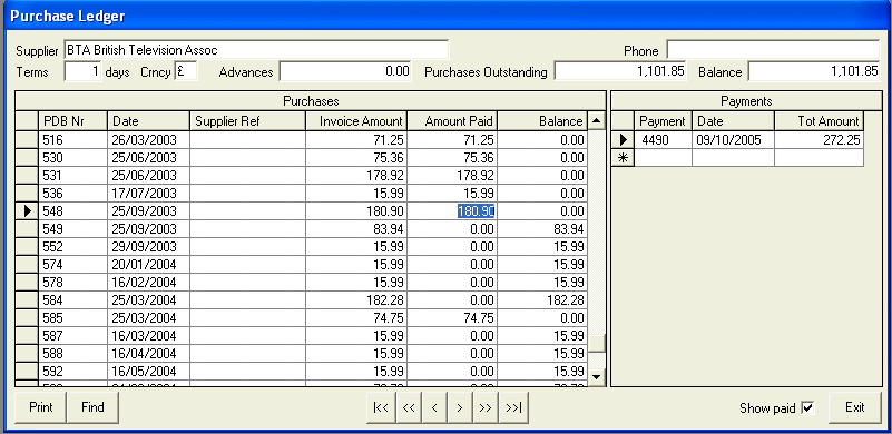 Purchase ledger