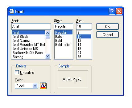 Font Dialog Box