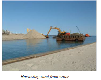 <em>Fig 3.7 Harvesting sand from water</em>